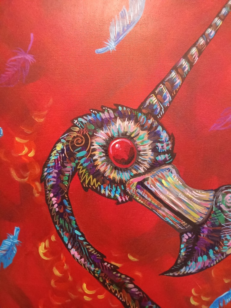 Blue feathers, red sky