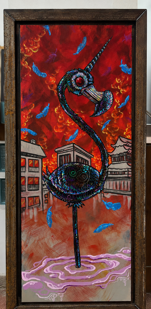 5.	„Blue feathers, red sky“