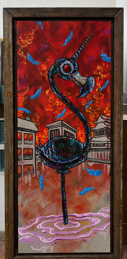 5.	„Blue feathers, red sky“